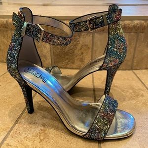 Brash multicolored sparkly heels. Size 7.5